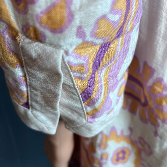 J. Crew Linen Mini Dress Sz 2 VTG Paisley Medallion Retro Hippie Boho Bohemian - Picture 4 of 5